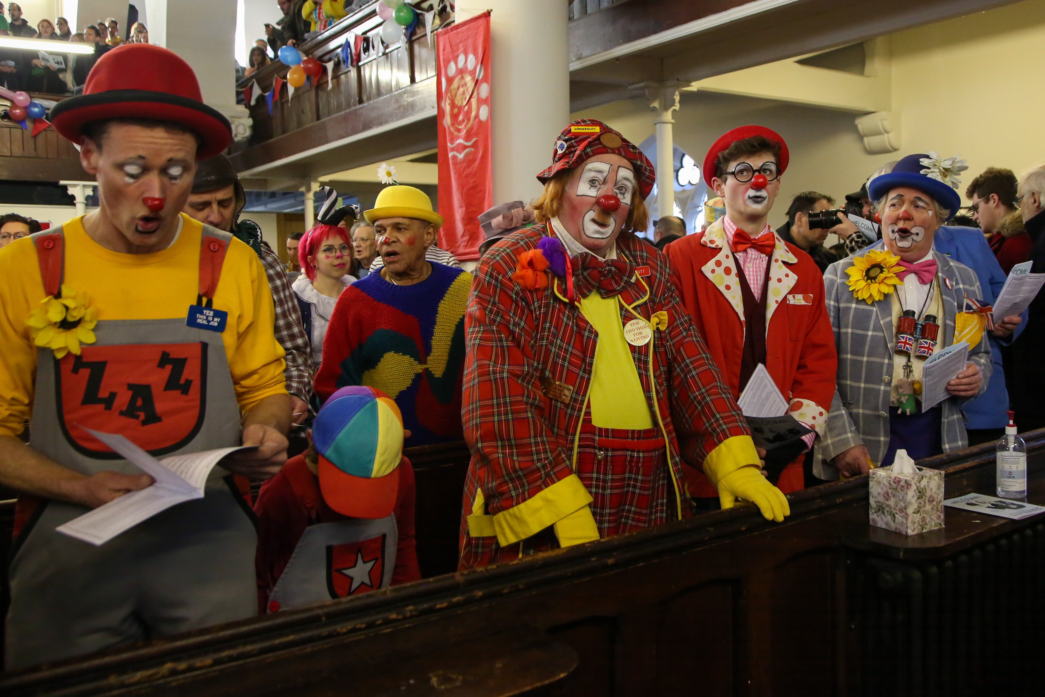 The 77th annual clown church service in memory of Joseph Grimaldi in London